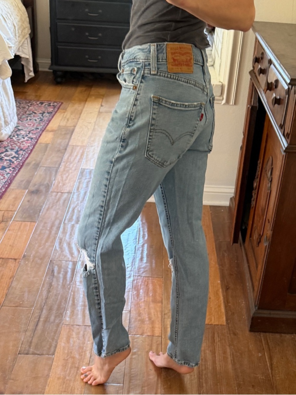 Levi's Light Blue Distressed Straight-Leg Jeans - Picture 3 of 12